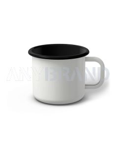 Emaille Tasse 8 cm weiß, schwarzer Rand, Innenfarbe schwarz, (Klassiker)