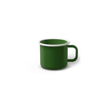 Emaille Tasse 5 cm grün, weißer Rand, Innenfarbe grün, (Espressotasse)