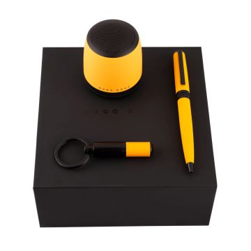 HUGO BOSS Set Gear Matrix Yellow (kugelschreiber, schlüsselring & speaker)