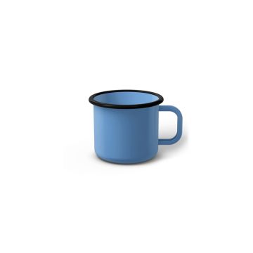 Emaille Tasse 5 cm blau, schwarzer Rand, Innenfarbe blau, (Espressotasse)