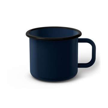 Emaille Tasse 8 cm dunkelblau, schwarzer Rand, Innenfarbe dunkelblau, (Klassiker)