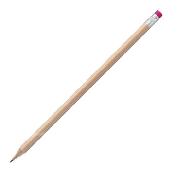 Bleistift rund natur mit Radierer, FSC pink