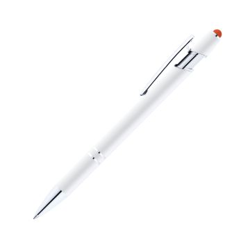 Alpha Soft Touch Kugelschreiber weiß mit farbigem Stylus orange