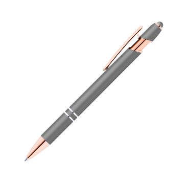 Alpha Soft Touch Kugelschreiber Rosegold mit farbigem Stylus grau