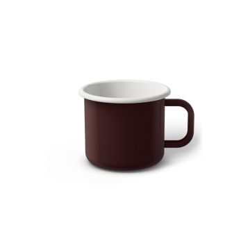 Emaille Tasse 6 cm dunkelbraun, weißer Rand, Innenfarbe weiß, (Kaffeetasse)