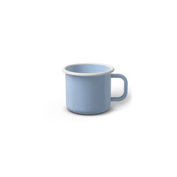 Emaille Tasse 5 cm hellblau, weißer Rand, Innenfarbe hellblau, (Espressotasse)