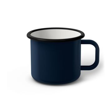 Emaille Tasse 8 cm dunkelblau, schwarzer Rand, Innenfarbe weiß, (Klassiker)