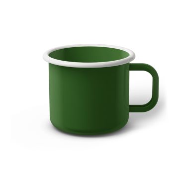 Emaille Tasse 8 cm grün, weißer Rand, Innenfarbe grün, (Klassiker)