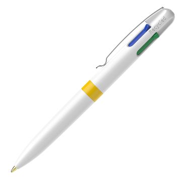 Schneider Take 4 Promo Vier-Schreibfarben Kugelschreiber weiß / gelb