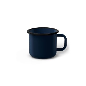 Emaille Tasse 6 cm dunkelblau, schwarzer Rand, Innenfarbe dunkelblau, (Kaffeetasse)