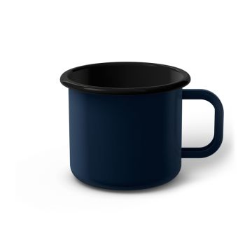 Emaille Tasse 8 cm dunkelblau, schwarzer Rand, Innenfarbe schwarz, (Klassiker)