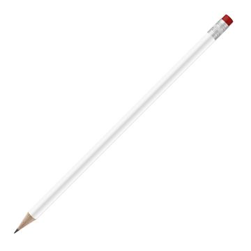 Bleistift rund weiß mit Radierer, FSC red