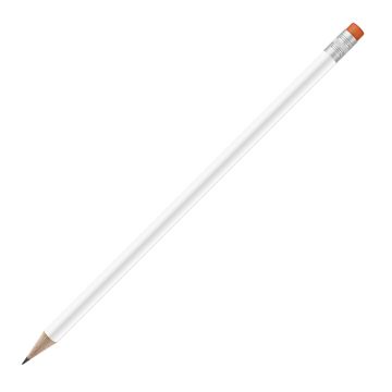 Bleistift rund weiß mit Radierer, FSC neon_orange