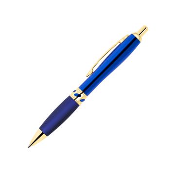 Curvo Metallkugelschreiber Jewel gold mit Softgripgriffzone blau
