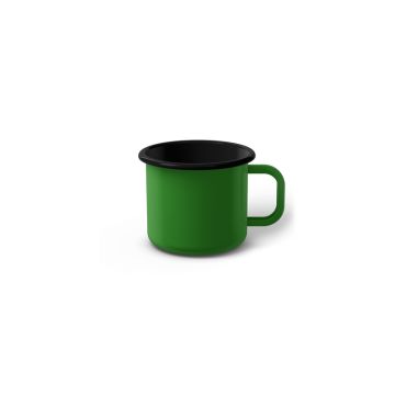 Emaille Tasse 5 cm hellgrün, schwarzer Rand, Innenfarbe schwarz, (Espressotasse)