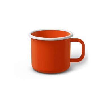 Emaille Tasse 7 cm orange, weißer Rand, Innenfarbe orange, (Cappuccinotasse)
