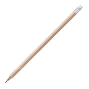 Bleistift rund natur mit Radierer, FSC white