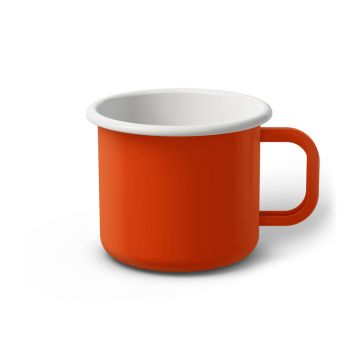 Emaille Tasse 8 cm orange, weißer Rand, Innenfarbe weiß, (Klassiker)