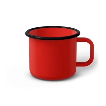 Emaille Tasse 8 cm rot, schwarzer Rand, Innenfarbe rot, (Klassiker)