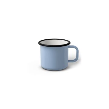 Emaille Tasse 5 cm hellblau, schwarzer Rand, Innenfarbe weiß, (Espressotasse)