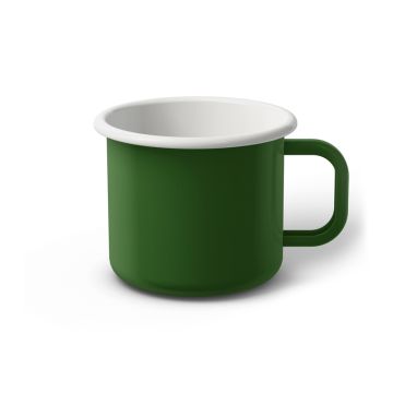 Emaille Tasse 8 cm grün, weißer Rand, Innenfarbe weiß, (Klassiker)