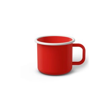 Emaille Tasse 6 cm rot, weißer Rand, Innenfarbe rot, (Kaffeetasse)