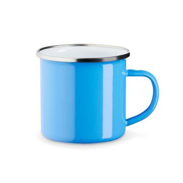 Emaille Tasse Fred 8 cm hellblau mit Stahlring