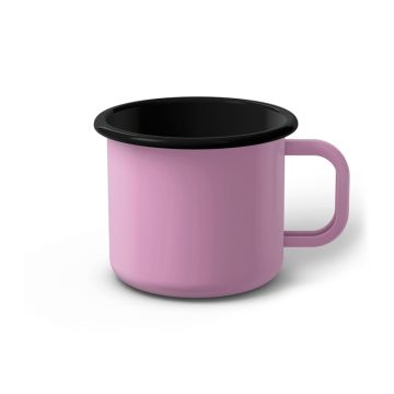 Emaille Tasse 8 cm pink, schwarzer Rand, Innenfarbe schwarz, (Klassiker)
