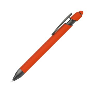 Alpha Rainbow Soft Touch Dreikant-Kugelschreiber mit Stylus gunmetal orange