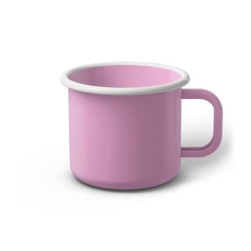 Emaille Tasse 8 cm pink, weißer Rand, Innenfarbe pink, (Klassiker)