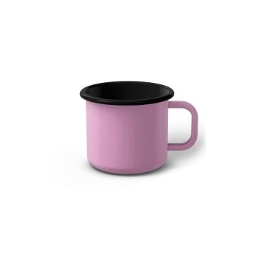 Emaille Tasse 6 cm pink, schwarzer Rand, Innenfarbe schwarz, (Kaffeetasse)