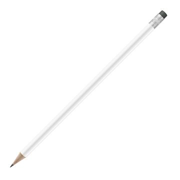 Bleistift rund weiß mit Radierer, FSC grey