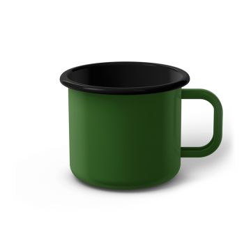 Emaille Tasse 8 cm grün, schwarzer Rand, Innenfarbe schwarz, (Klassiker)