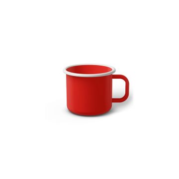 Emaille Tasse 5 cm rot, weißer Rand, Innenfarbe rot, (Espressotasse)