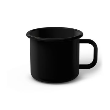 Emaille Tasse 8 cm schwarz, schwarzer Rand, Innenfarbe schwarz, (Klassiker)