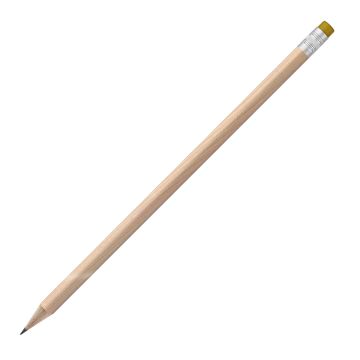 Bleistift rund natur mit Radierer, FSC yellow