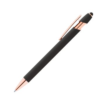 Alpha Soft Touch Kugelschreiber Rosegold mit Stylus schwarz