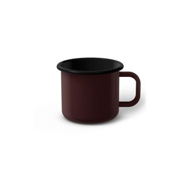 Emaille Tasse 6 cm dunkelbraun, schwarzer Rand, Innenfarbe schwarz, (Kaffeetasse)