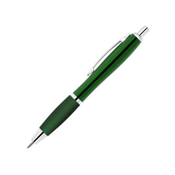 Curvo Metallkugelschreiber chrome mit Softgripgriffzone und Licht grün