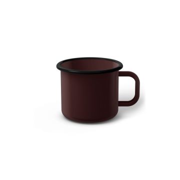 Emaille Tasse 6 cm dunkelbraun, schwarzer Rand, Innenfarbe dunkelbraun, (Kaffeetasse)