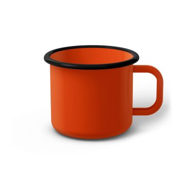 Emaille Tasse 8 cm orange, schwarzer Rand, Innenfarbe orange, (Klassiker)
