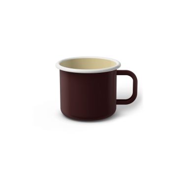 Emaille Tasse 6 cm dunkelbraun, weißer Rand, Innenfarbe beige, (Kaffeetasse)