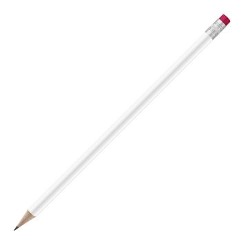 Bleistift rund weiß mit Radierer, FSC neon_pink