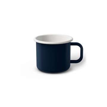Emaille Tasse 6 cm dunkelblau, weißer Rand, Innenfarbe weiß, (Kaffeetasse)