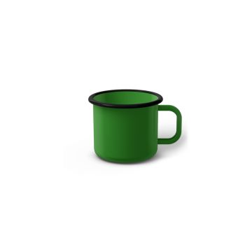 Emaille Tasse 5 cm hellgrün, schwarzer Rand, Innenfarbe hellgrün, (Espressotasse)