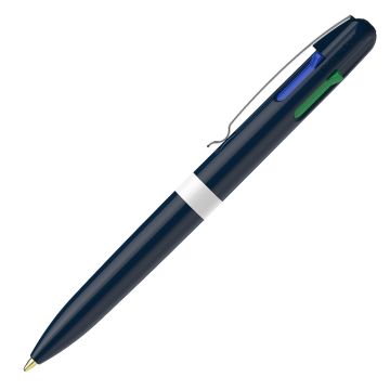 Schneider Take 4 Promo Vier-Schreibfarben Kugelschreiber blau / weiß