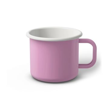 Emaille Tasse 8 cm pink, weißer Rand, Innenfarbe weiß, (Klassiker)