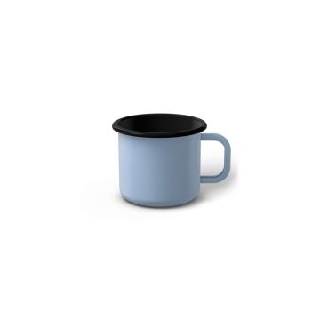 Emaille Tasse 5 cm hellblau, schwarzer Rand, Innenfarbe schwarz, (Espressotasse)