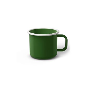 Emaille Tasse 6 cm grün, weißer Rand, Innenfarbe grün, (Kaffeetasse)