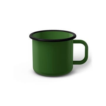 Emaille Tasse 7 cm grün, schwarzer Rand, Innenfarbe grün, (Cappuccinotasse)